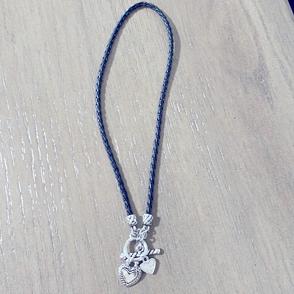 Lia Sophia Black leather necklace. 14”.